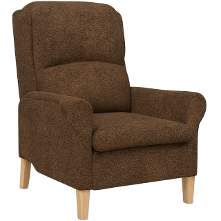 Křeslo ušák, relaxační, nohy masiv, nubuk hnědá, CHARLOT