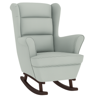 Křeslo ušák, relaxační, houpací, nohy tmavé, látka šedá, BREDLY