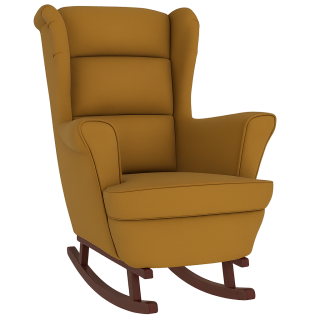 Křeslo ušák, relaxační, houpací, nohy tmavé, látka hnědá, BREDLY