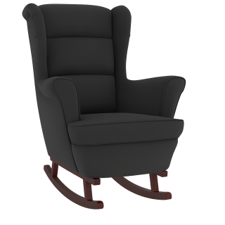 Křeslo ušák, relaxační, houpací, nohy tmavé, látka šedočerná, BREDLY