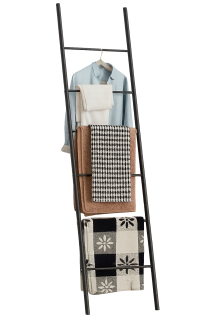 Věšák / žebřík, černá / kov, DOLFO