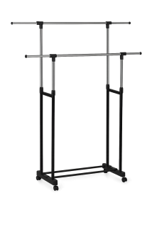 Pojízdný věšák, nerezový kov / černý plast, VANDER