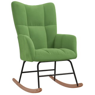 Křeslo ušák, relaxační, houpací, nohy tmavé, látka zelená, VASCO