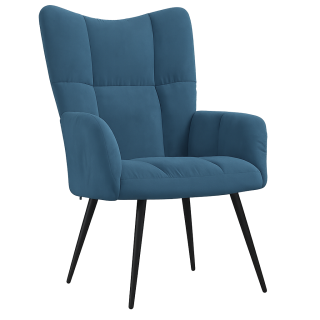 Křeslo ušák, relaxační, černá, modrá, KOMODO