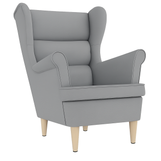 Křeslo ušák, relaxační, nohy světlé, látka šedá, BELEK