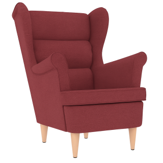 Křeslo ušák, relaxační, nohy světlé, látka vínová, BELEK