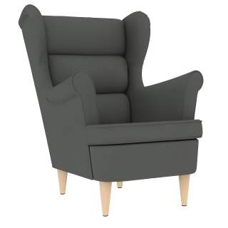 Křeslo ušák, relaxační, nohy světlé, látka tmavě šedá, BELEK