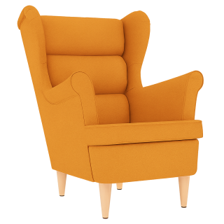 Křeslo ušák, relaxační, nohy světlé, látka oranžová, BELEK