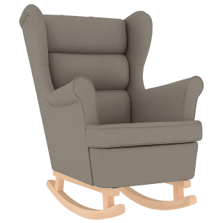 Křeslo ušák, relaxační, houpací, nohy světlé, látka šedohnědá, TEJA