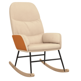Křeslo houpací, relaxační, nohy světlé, látka krémová, oranžová, CAMARO