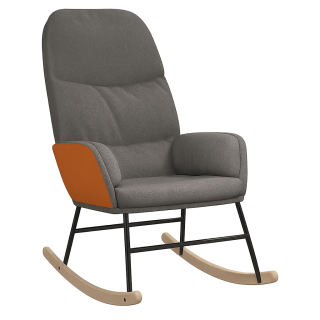 Křeslo houpací, relaxační, nohy světlé, látka šedá, oranžová, CAMARO