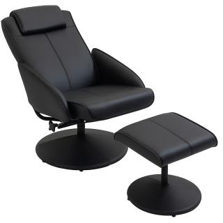 Křeslo relaxační, polohovací, s podnožkou, ekokůže černá, MATADOR