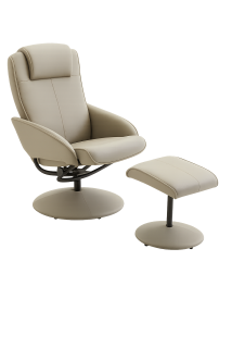 Křeslo relaxační, polohovací, s podnožkou, ekokůže béžová, MATADOR