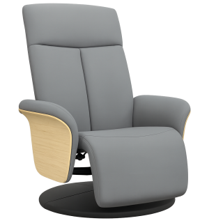 Křeslo relaxační, polohovací, otočné, dřevo světlé, látka šedá, PULSAR 2