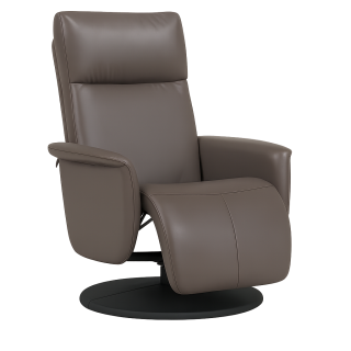 Křeslo relaxační, polohovací, otočné, ekokůže šedohnědá, JEFF