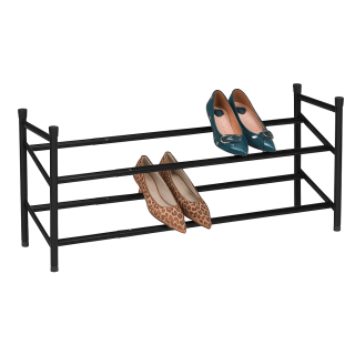 2-řadový nastavitelný botník, černá, LAURIN