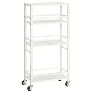 Servírovací stolek, dřevo, kov, bílá, ADAME