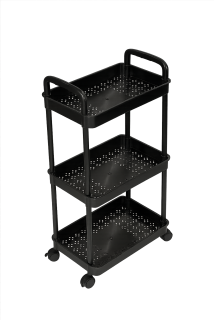 Servírovací stolek, kolečka, plast, černá, DUBLIN