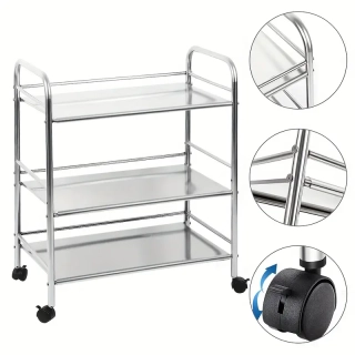 Servírovací stolek, kolečka, kov, stříbrná, TOKA