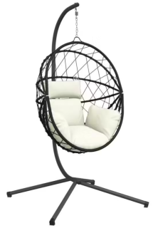 Závěsné křeslo, antracit/krémové, NOBOJUKI NEW