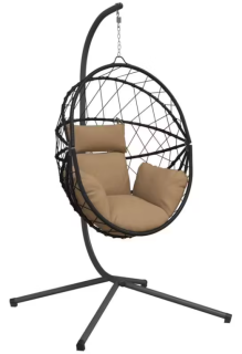 Závěsné křeslo, antracit/hnědá, NOBOJUKI NEW